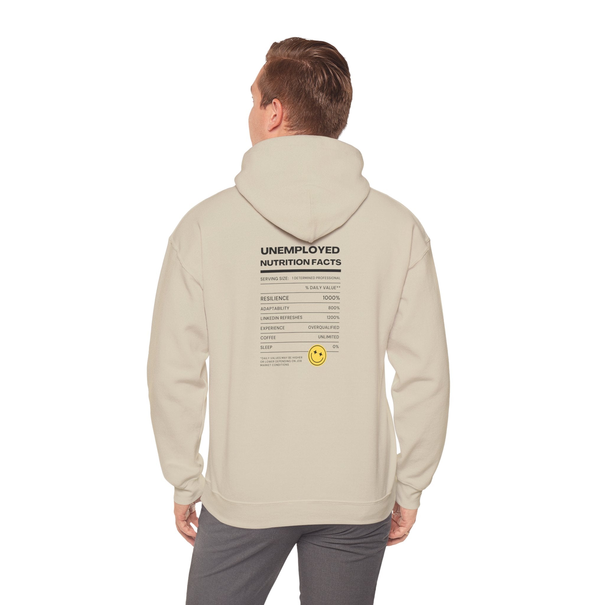 Unemployed Nutrition Facts Printed Unisex Hoodie