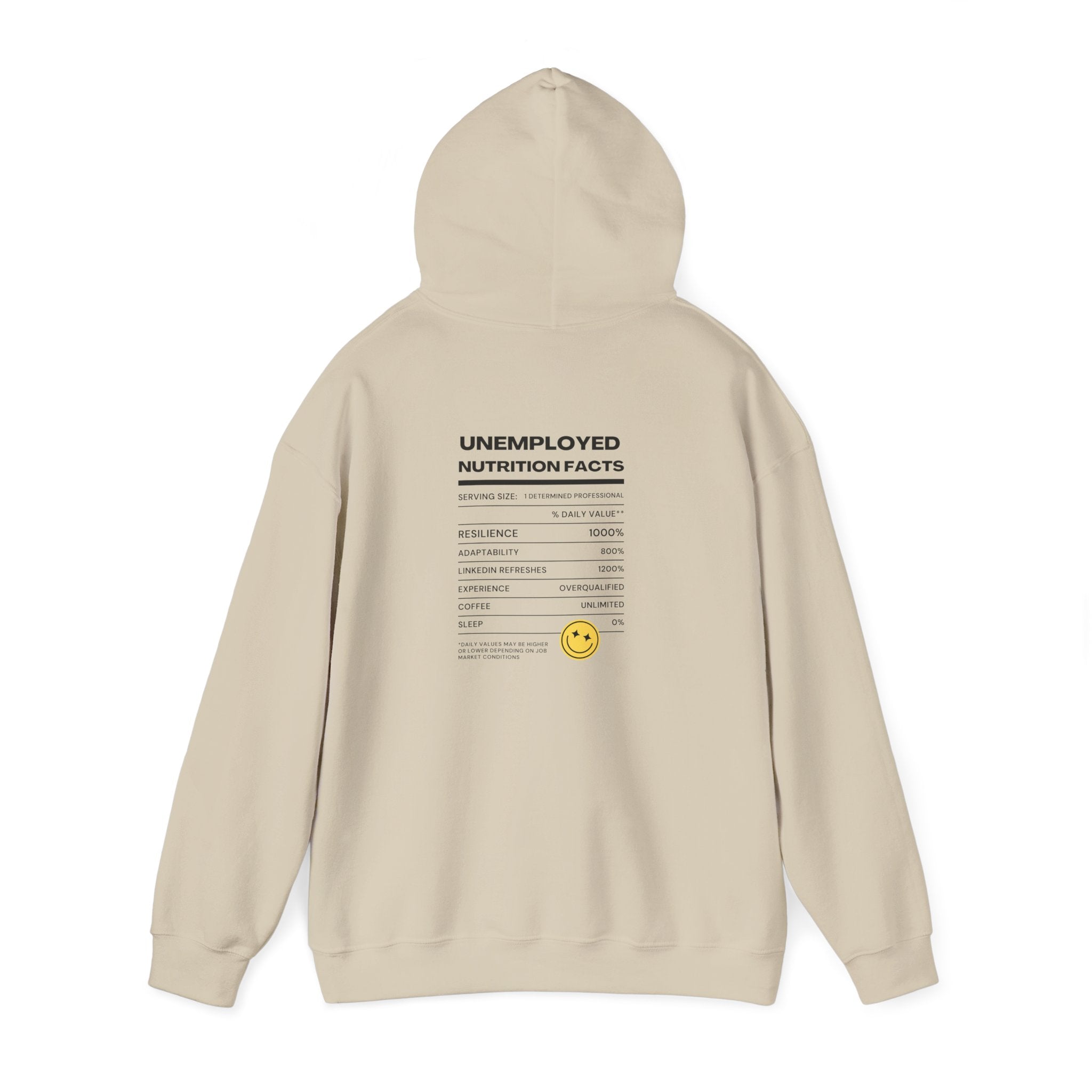 Unemployed Nutrition Facts Printed Unisex Hoodie